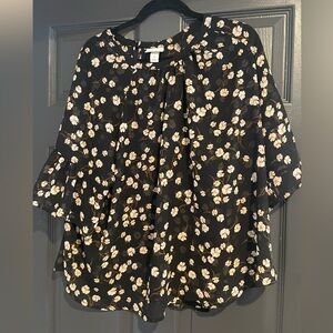Ava & Viv 2X sheer top with floral design